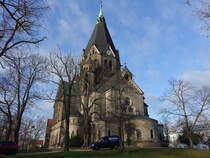 Riesa, evangelische St. Trinitatis Kirche, erbaut von 1897 bis 1901 (17.12.2024)