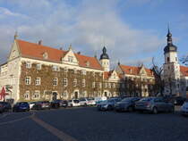 Riesa, Rathaus und St. Marien Kirche am Rathausplatz (17.12.2024)
