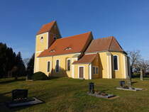 Zauwitz, romanische evangelische Kirche, erbaut im 13. Jahrhundert (17.12.2024)