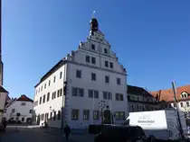 Dippoldiswalde, Rathaus am Markt, erbaut im 15. Jahrhundert (28.03.2025)