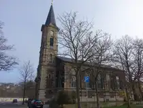 Freital, evangelische Emmauskirche, Saalkirche erbaut von 1875 bis 1877 durch Christian Friedrich Arnold (28.03.2025)