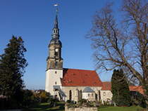Possendorf, evangelische Kirche, sptgotische Hallenkirche, erbaut bis 1596 (28.03.2025)