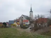 Dohna, evangelische St. Marien Kirche, erbaut 1489 (29.03.2025)