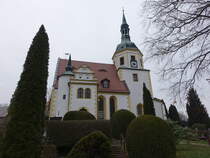 Struppen, evangelische Dorfkirche, erbaut im 13. Jahrhundert, verndert 1740 (29.03.2025)