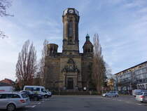Evangelische St. Lukas Kirche in der Dresdner Sdvorstadt, erbaut von 1899 bis 1903 nach den Plnen des Leipziger Architekten Georg Weidenbach (30.03.2025)