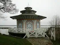 Das Cafe im W�schesp�lh�uschen in Neustrelitz am Zierker See war im Februar 2024 Jahreszeitbedingt geschlossen. 