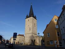 Aschersleben, Johannisturm an der Johannispromenade, erbaut 1380 (12.04.2025)