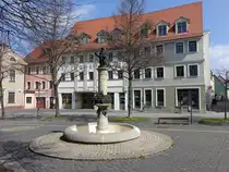 Delitzsch, Marktbrunnen und H�user am Marktplatz (12.04.2025)