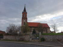 Mehringen, evangelische St. Stephani Kirche, erbaut ab 1255, Kirchturm erbaut 1881 (13.04.2025)