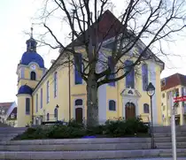 Suhl, die evangelische Hauptkirche St.Marien, erbaut von 1757-61 im sp�tbarocken Stil, April 2025