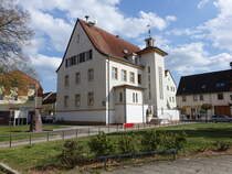 Barby, Rathaus am Marktplatz, erbaut im 12. Jahrhundert, Wiederaufbau nach Brand ab 1550 (14.04.2025)