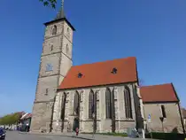 Bernburg, kath. St. Nicolai Kirche, erbaut im 13. Jahrhundert, Umbau im 15. Jahrhundert zur Hallenkirche (14.04.2025)