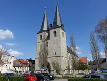 Calbe, evangelische St. Stephani Kirche, erbaut im 15. Jahrhundert (14.04.2025)