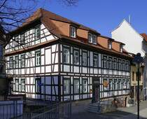 Suhl, Thringer Fachwerkhaus in der Innenstadt, April 2025