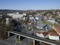 Suhl, Blick vom 80m hohen City Hotel auf den n�rdlichen Teil der Stadt, April 2025