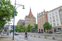 Rostocker Marienkirche von der Langen Strae aus gesehen. Aufnahme: 8. Juni 2025.