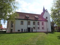 Esbeck, evangelische St. Gallus Kirche, erbaut von 1163 bis 1200, Umbau von 1729 bis 1730 zur barocken Saalkirche (19.04.2025)