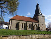 Sehlem, evangelische St. Ccilien Kirche, erbaut 1566, neugotischer Umbau von 1875 bis 1876 (19.04.2025)