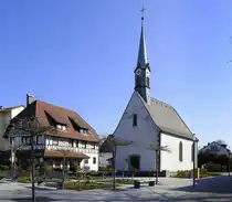 Unteruhldingen am Bodensee, die St.Quirinius Kapelle, erbaut 1505, April 2025
