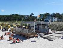 Strandbar am Strand von Binz auf der Ostseeinsel Rgen am 04.07.25.