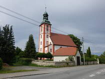 Spitzkunnersdorf, evangelische St. Nikolai Kirche, erbaut von 1712 bis 1716 (05.06.2025)