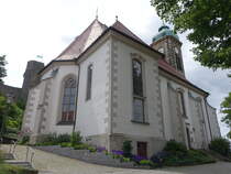 Stolpen, evangelische Stadtkirche, erbaut 1470, barocker Neubau 1727 (05.06.2025)