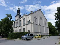 Gauig, evangelische St. Martin Kirche. Neoromanische Saalkirche mit barockem Westturm, Kirchturm erbaut 1784, Langhaus erbaut von 1873 bis 1874 nach Plnen von Carl August Schramm (06.06.2025)