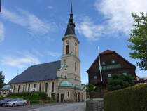 Gropostwitz, evangelische Kirche, neobarocke Saalkirche, erbaut 1893 nach Plnen von Theodor Quentin (06.06.2025)