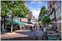 Die Zllner Strae, in der historischen Altstadt von Celle. Mitte August 2025 zur Heideblte.
