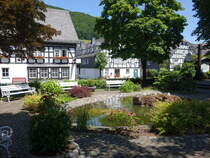 Grafschaft, Brunnen und Fachwerkhuser in der Strae Zu den Hfen (20.06.2025)