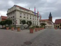 Havelberg, Rathaus am Markt, erbaut 1854 im klassizistischen Stil (06.07.2025)