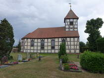 Semlin, evangelische Fachwerkkirche, Saalkirche erbaut von 1730 bis 1732 (07.07.2025)