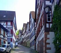 Schiltach im mittleren Schwarzwald, Fachwerkhuser an der Schiltacher Steige, dem steilsten Stck der Schlobergstrae, Mai 2010