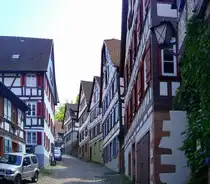 Schiltach im mittleren Schwarzwald, Fachwerkh�user an der Schiltacher Steige, dem steilsten St�ck der Schlo�bergstra�e, Mai 2010