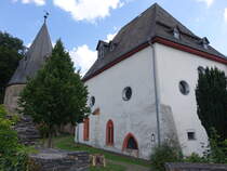 Herrstein, evangelische Schlokirche, erbaut im 13. Jahrhundert, Langhaus erweitert 1437 (26.07.2025)