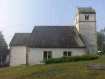 Medard, romanische evangelische Kirche, erbaut ab 1262, Kirchenschiff erbaut von 1592 bis 1597 (26.07.2025)