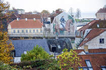 Blick vom Jomfrusti in Snderborg (deutsch Sonderburg) in Nordschleswig ber die Hausdcher nach Sden. Aufnahme: 31. Oktober 2025.