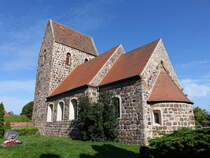 Gohre, evangelische Kirche, romanische Kirche aus Findlingen, erbaut ab 1140 (12.08.2025)