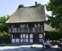 Ungersheim, ECO-Museum, Wohnteil eines Bauernhofes aus dem Sundgau von 1564, 1989 abgebaut und ins Museum versetzt, Mai 2025