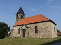 Ribbensdorf, evangelische Kirche, erbaut ab 1274, Glockenturm erbaut 1899 (15.08.2025)