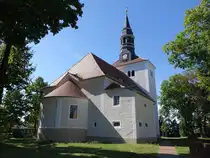 Ko�dorf, evangelische Kirche,  sp�tromanischer verputzter Saalbau, erbaut im 13. Jahrhundert (07.09.2025) 