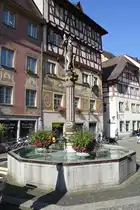 STEIN am Rhein (Kanton Schaffhausen), 20.09.2024, der Marktbrunnen auf dem Rathausplatz
