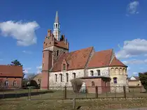 Wittbrietzen, evangelische Kirche, sp�tromanische Feldsteinkirche, erbaut von 1226 bis 1250, Umbau 1847 (12.03.2026)