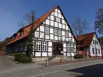 Sulingen, historisches Fachwerkhaus in der Lange Stra�e, heute Cafe (23.03.2026)
