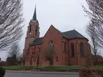 Meinsen, evangelische Kirche, dreischiffige Backsteinbasilika, erbaut 1876 (24.03.2026)