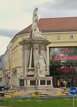 Das Floriani Denkmal am Heuplatz in Klagenfurt mit dem Engel Egydius. 05.05.2026 