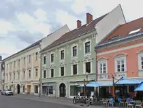 Sch�ne Fassadenreihe am neuen Platz in Klagenfurt. 05.05.2026