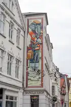 Wandmalerei in der Norderstra�e in Flensburg. Das Kunstwerk von Robert Matzke ist ein Teil der Nord:Syd Freiraumgalerie in der Flensburger Innenstadt. Aufnahme: 26. Juli 2026.