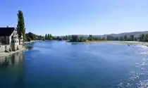 Stein am Rhein, Blick von der Rheinbr�cke  auf das Westende des Untersees mit der Insel Werd, Sept.2026