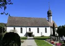 Stein am Rhein, die Kirche St.Johann auf Burg, im Stadtteil  vor der Brugg , �lteste Kirche im Kanton Schaffhausen, Sept.2026